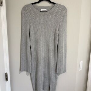 Olive & Oak Gray Ribbed Sweater Dress